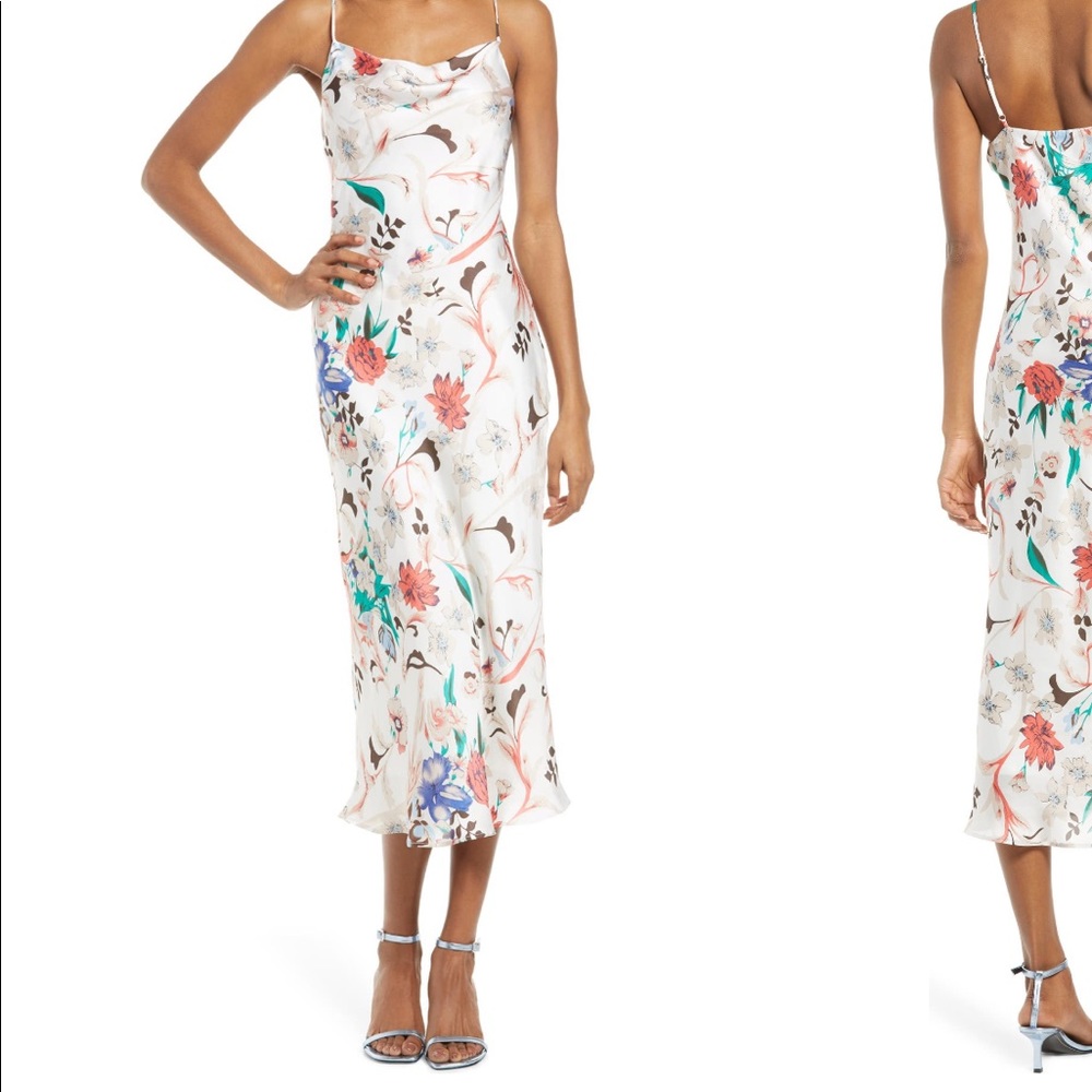 Lulus Must Be Fate Satin Midi Dress